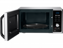 MWF300G Solo MWO with Healthy Cooking, 23 L Silver (Front view of a silver Samsung Solo Microwave oven (23L model) with Healthy Cooking with the door open)