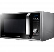 MWF300G Solo MWO with Healthy Cooking, 23 L Silver (Front right view of a silver Samsung Solo Microwave oven (23L model) with Healthy Cooking with the door closed)