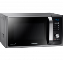 MWF300G Solo MWO with Healthy Cooking, 23 L Silver (Top left view of a silver Samsung Solo Microwave oven (23L model) with Healthy Cooking)