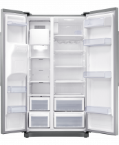 RS3000 American Style Fridge Freezer with Plumbed Water & Ice Silver 501 L (front-open silver)