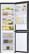 RB7300T 4 Series Frost Free Classic Fridge Freezer with All Around Cooling Black 340 L (front-open-with-food Black)