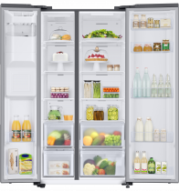 RS8000 7 Series American Style Fridge Freezer with SpaceMax™ Technology Silver 609 L (front-open-with-food2 Silver)