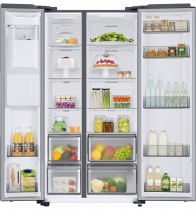 RS8000 8 Series American Style Fridge Freezer with SpaceMax™ Technology 609 L Silver (front-open-with-food2 Silver)