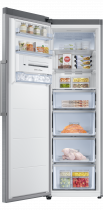 RR7000 1 Door Freezer with Total No Frost 315 L Refined Steel (front-door-open-food silver)