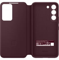Galaxy S22 Smart Clear View Cover Burgundy (front-open-2 Burgundy)