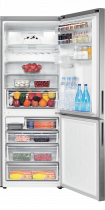 Barosa 70cm wide Classic Fridge Freezer with Non Plumbed Water Dispenser Silver 432 L (front-angle-open Silver)