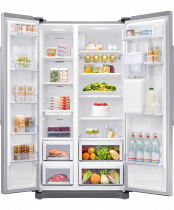RS3000 American Style Fridge Freezer with Non Plumbed Water & Ice Dispenser Silver 520 L (front-open-food silver)