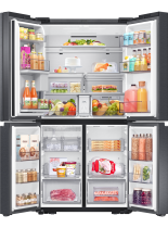 Samsung Family Hub RF65A977FB1/EU French Style Fridge Freezer with Beverage Center™ - Black 637 Black (front-open-with-food Black)