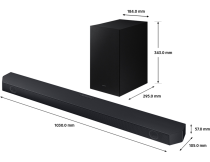 Q60C Q-Series Cinematic Soundbar with Subwoofer Black (Dimensions)