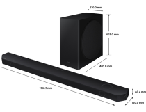Q800C Q-Series Cinematic Soundbar with Subwoofer Black (dimensions)