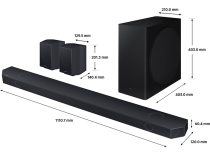 Q930C Q-Series Cinematic Soundbar with Subwoofer and Rear Speakers Black (dimensions)