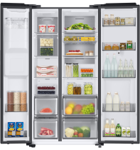 Samsung Family Hub™ SpaceMax™ RS6HA8891B1 American Style Smart Fridge Freezer - Black Stainless 633 L Black (front-open-with-food Black)