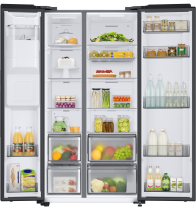 Samsung Series 7 RS68CG883EB1EU American Style Fridge Freezer with SpaceMax™ Technology - Black Black DOI (front-open-with-food2 Black)