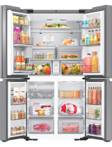Samsung Family Hub RF65DG9H0EB1EU French Style Fridge Freezer with Beverage Center™ -Silver Silver 636 L (front-open-with-food Silver)