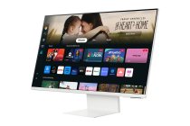 32" M80D UHD White Smart Monitor with Speakers and Remote 32 White (Front-right perspective of Samsung Smart Monitor M80D with Smart TV Apps on screen.)