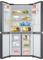 Samsung RF48A401EB4/EU French Style Fridge Freezer with Twin Cooling Plus - Gentle Black Matt Black 488 L (front-open-with-food Black)