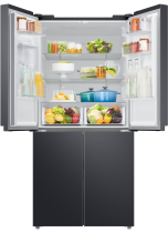 Samsung RF48A401EB4/EU French Style Fridge Freezer with Twin Cooling Plus - Gentle Black Matt Black 488 L (front-open-with-food Black)