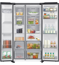 640L Bespoke AI Series 6 Side-by-Side Fridge Freezer with SpaceMax™, Silver Silver 640 L (front-open-with-food Silver)