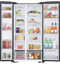 Samsung Series 6 SpaceMax™ RS57DG400EM9EU American-Style Smart Fridge Freezer, Gentle Silver Matt Gentle Silver Matt 583 L (front-open-with-food Silver)