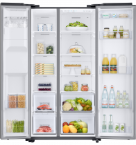 RS8000 American Style Fridge Freezer with SpaceMax Technology 617 L Titanium Silver (front-open-with-food titanum silver)