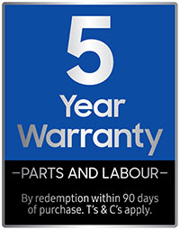 5-year warranty available on this appliance. T&Cs apply.
