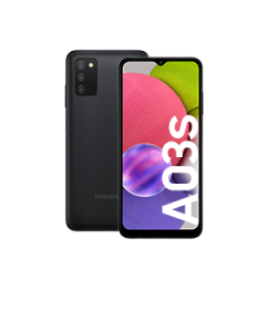 Samsung Galaxy A03s Negro - Diseño frontal y trasero
