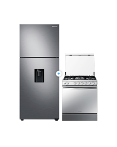 Refrigerador 15 pies gris, C/dispensador + Estufa Gas 30" 5 Quemadores